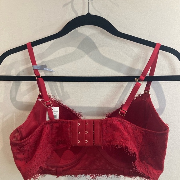 AERIE Sz 34C Padded Deep Plunge Adjustable Straps and Back J-Hook Lace Bra NEW - Picture 4 of 8